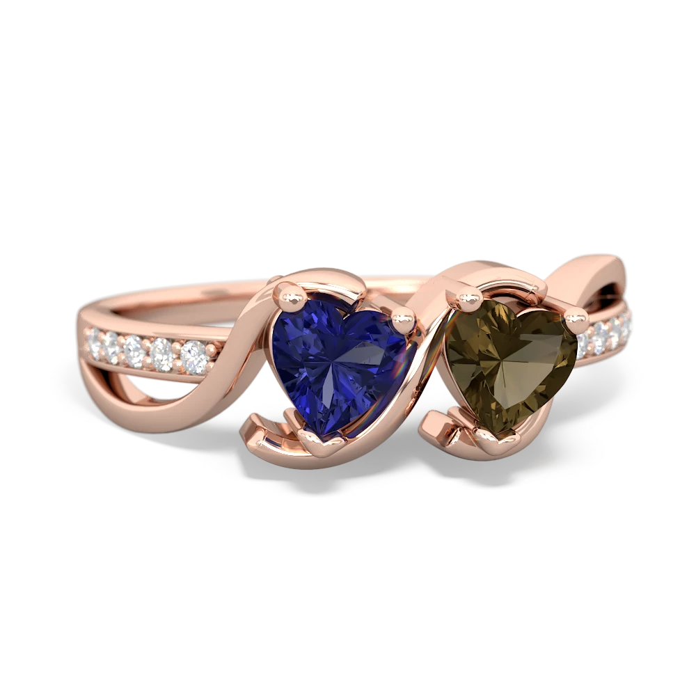 Lab Sapphire Side By Side 14K Rose Gold ring R3090