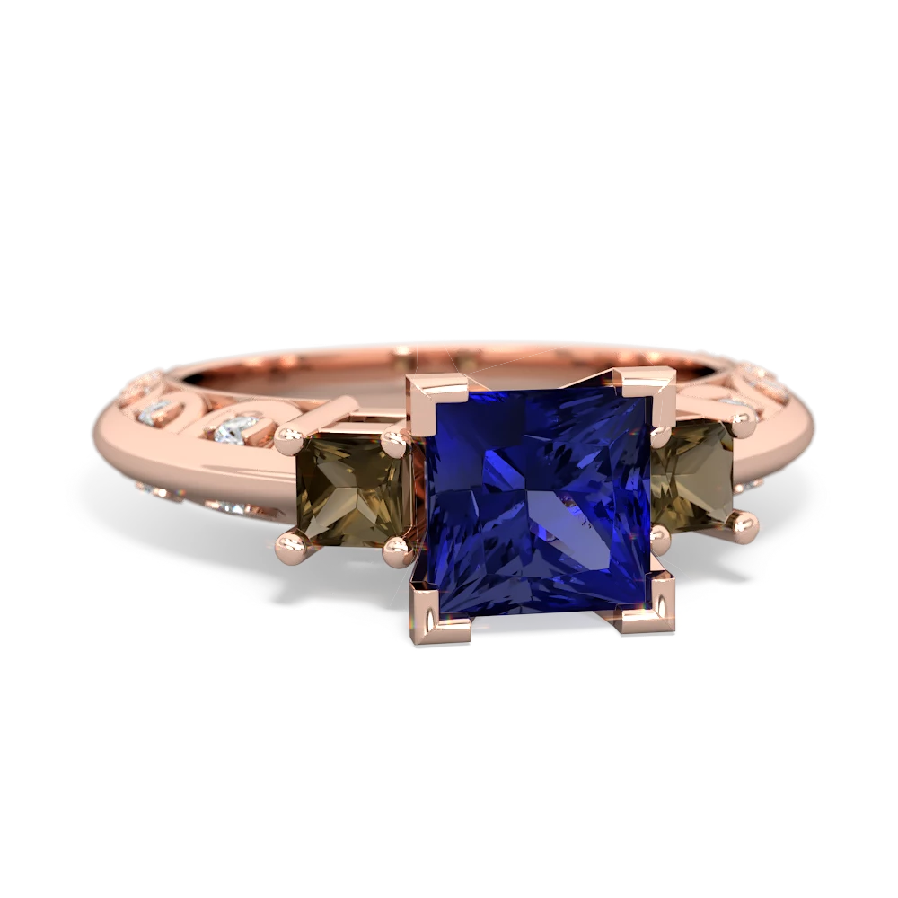 Lab Sapphire Eternal Embrace Engagement 14K Rose Gold ring C2001