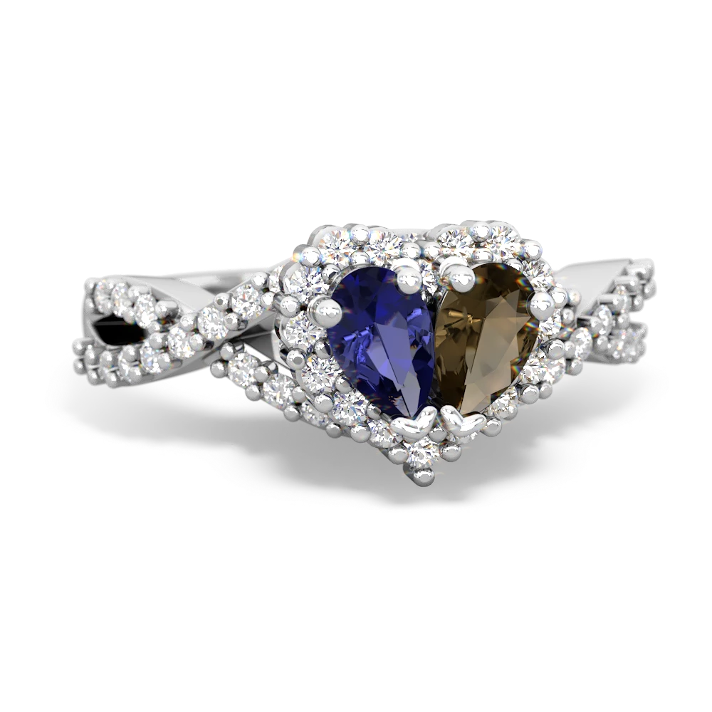 Lab Sapphire Diamond Twist 'One Heart' 14K White Gold ring R2640HRT