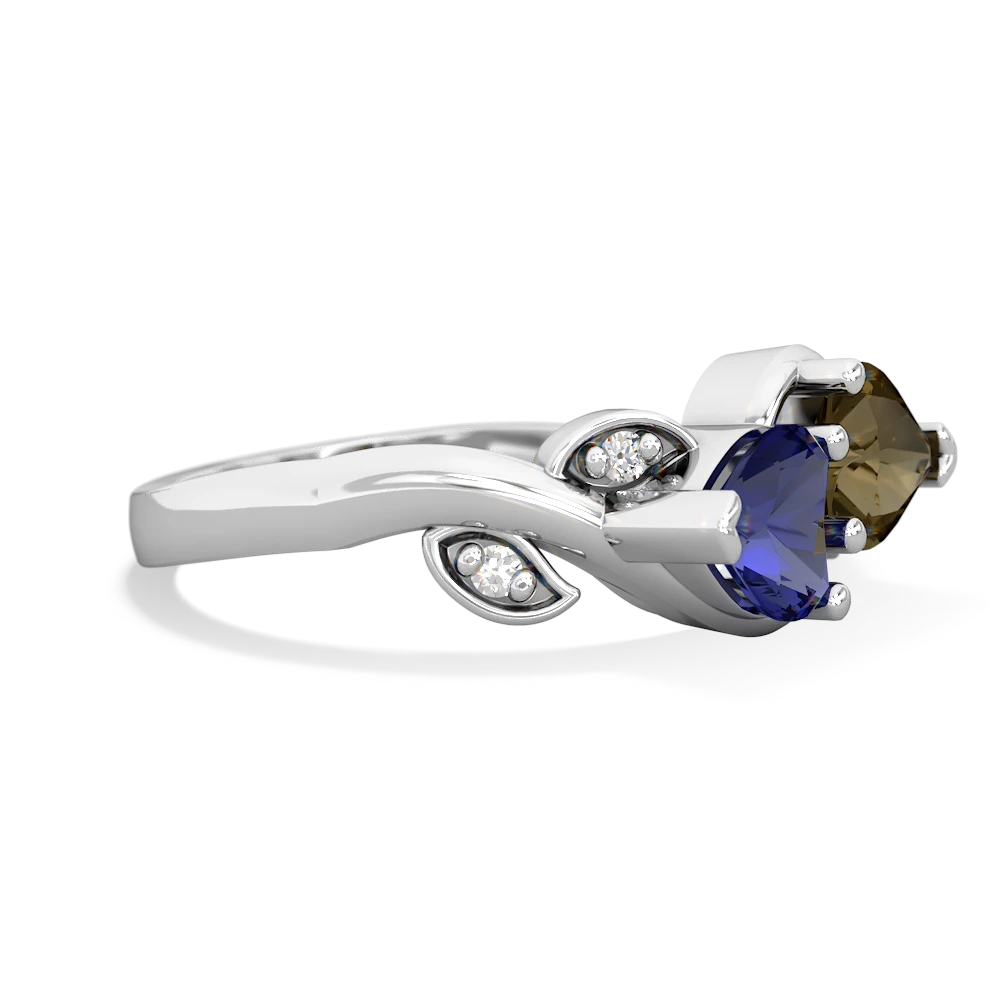 Lab Sapphire Floral Elegance 14K White Gold ring R5790