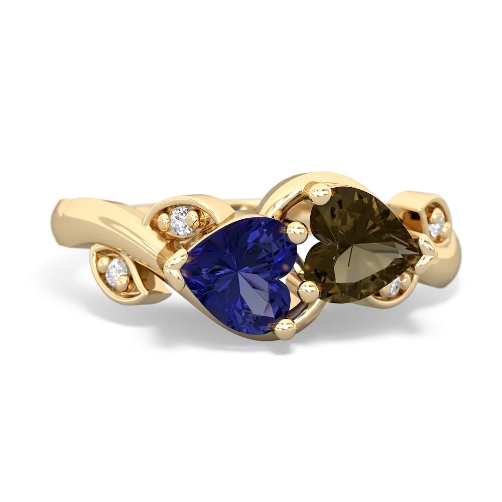 Lab Sapphire Floral Elegance 14K Yellow Gold ring R5790