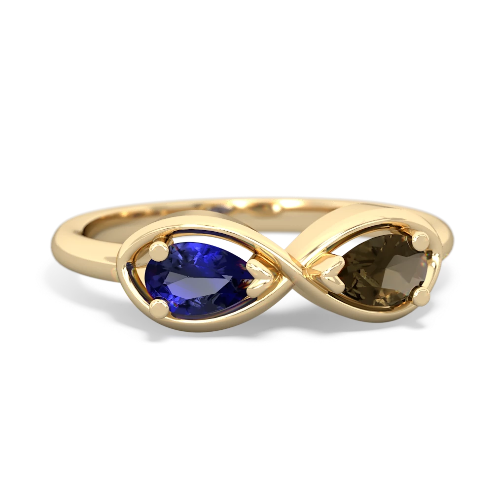 Lab Sapphire Infinity 14K Yellow Gold ring R5050