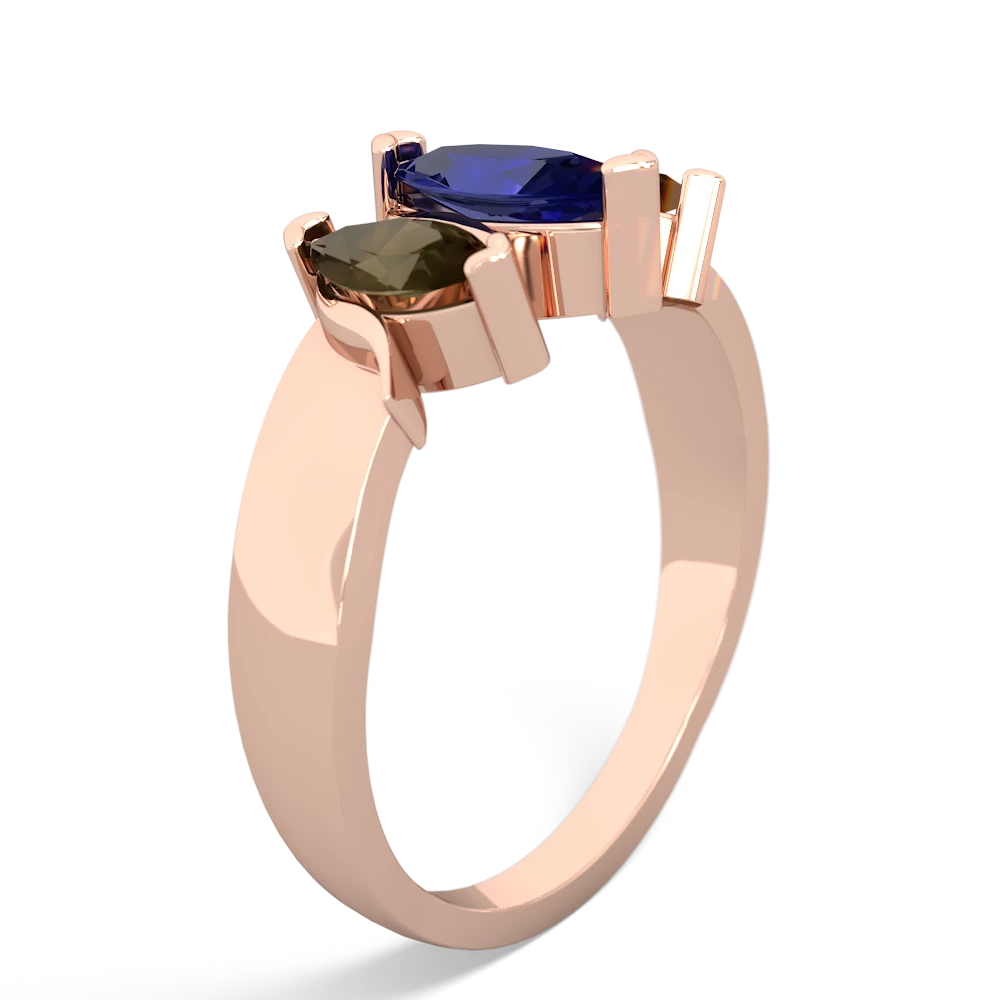 Lab Sapphire Three Peeks 14K Rose Gold ring R2433