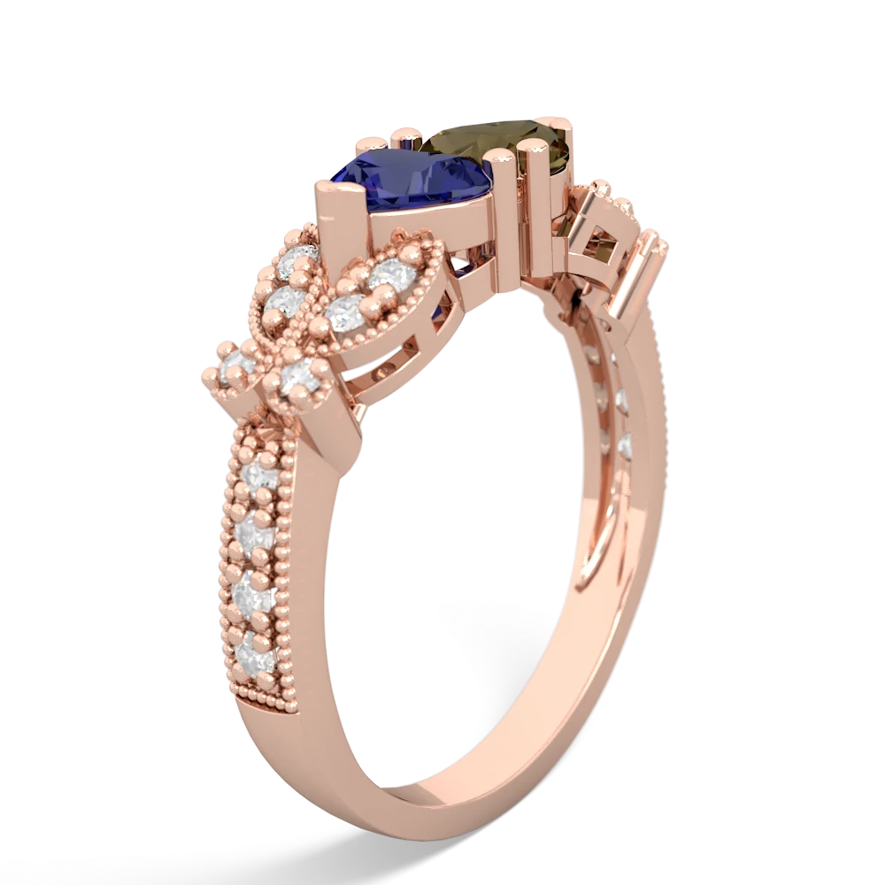 Lab Sapphire Diamond Butterflies 14K Rose Gold ring R5601