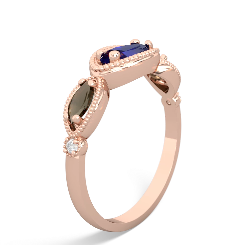 Lab Sapphire Milgrain Marquise 14K Rose Gold ring R5700