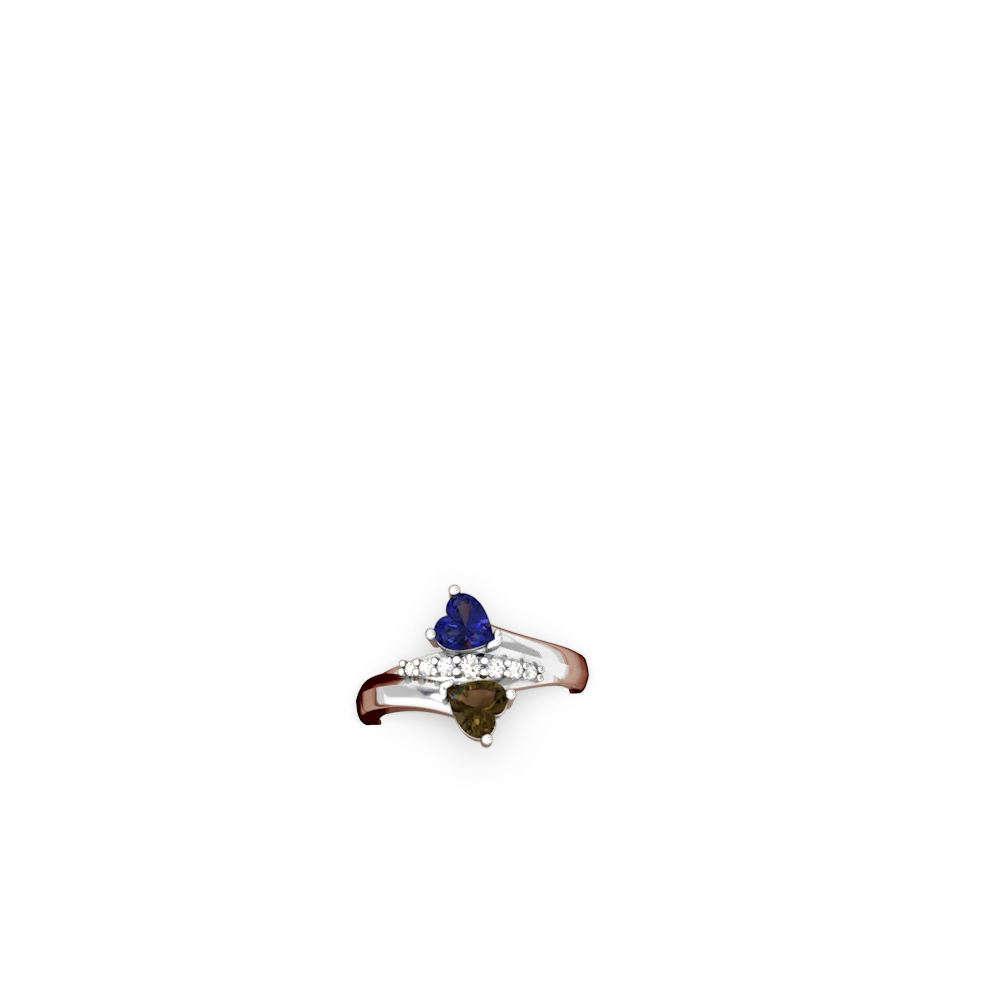 Lab Sapphire Heart To Heart 14K White Gold ring R2064