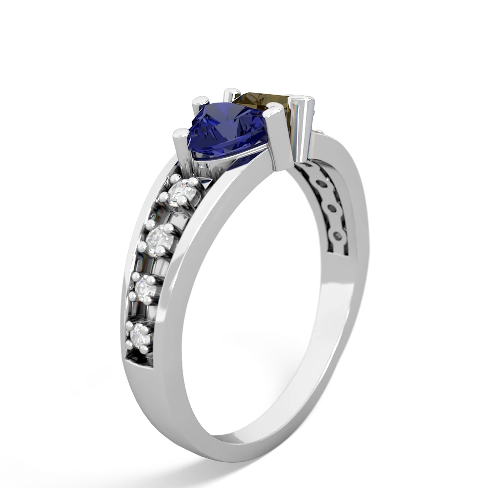 Lab Sapphire Heart To Heart 14K White Gold ring R3342