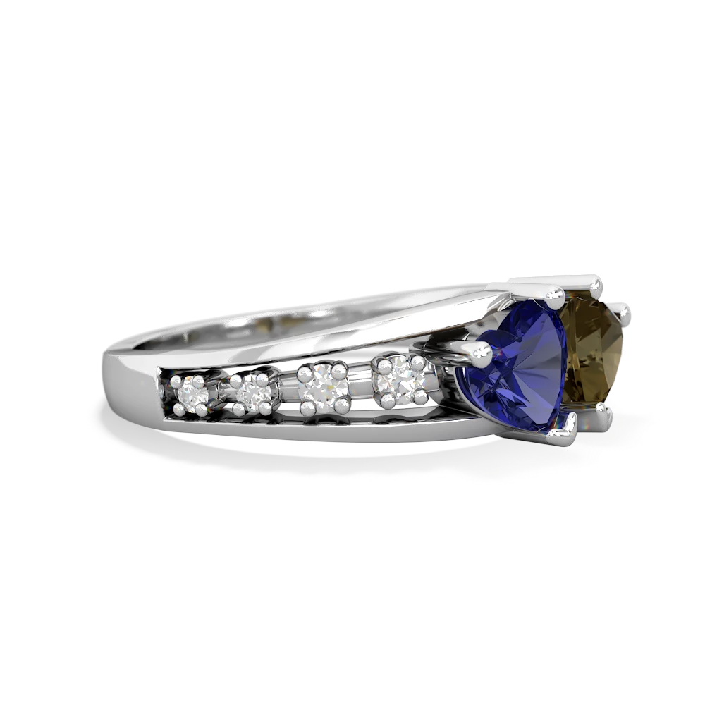 Lab Sapphire Heart To Heart 14K White Gold ring R3342