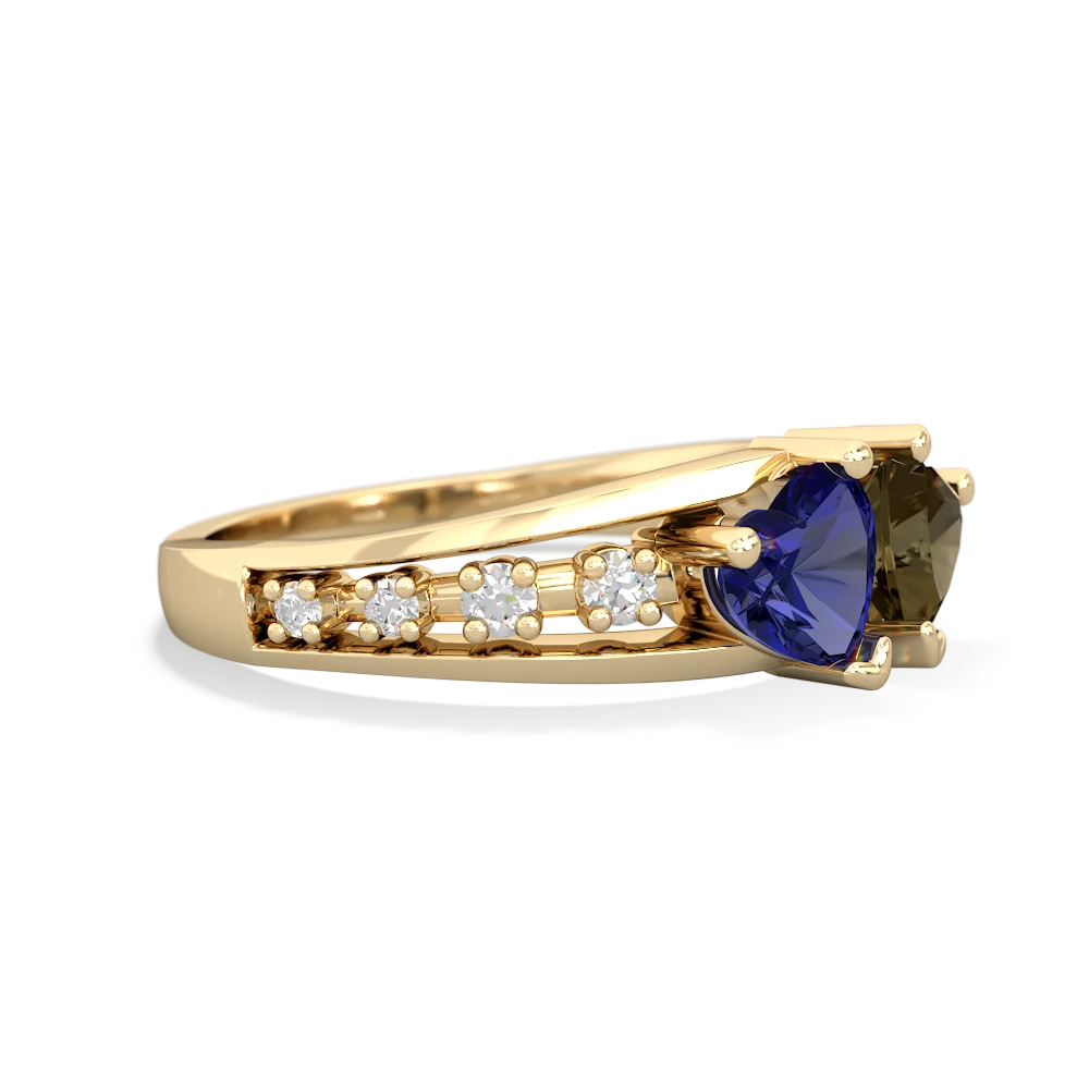 Lab Sapphire Heart To Heart 14K Yellow Gold ring R3342