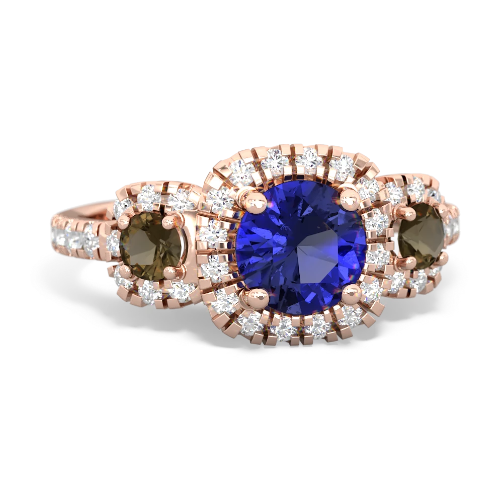 Lab Sapphire Regal Halo 14K Rose Gold ring R5350