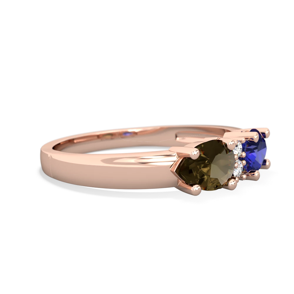 Lab Sapphire Pear Bowtie 14K Rose Gold ring R0865