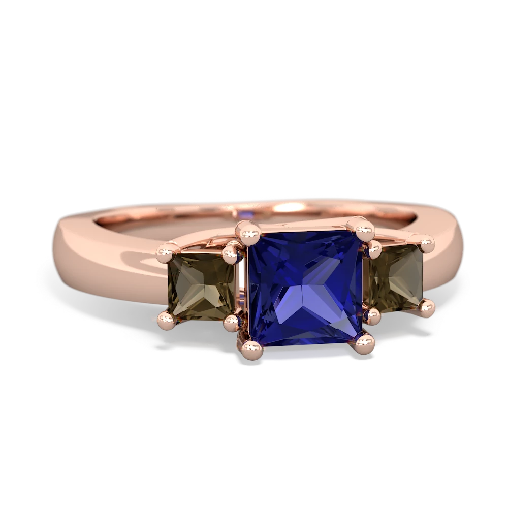 Lab Sapphire Three Stone Trellis 14K Rose Gold ring R4015