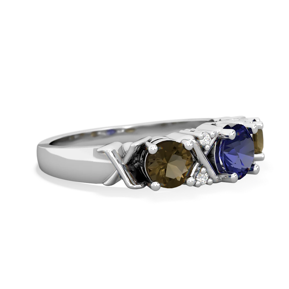 Lab Sapphire Hugs And Kisses 14K White Gold ring R5016