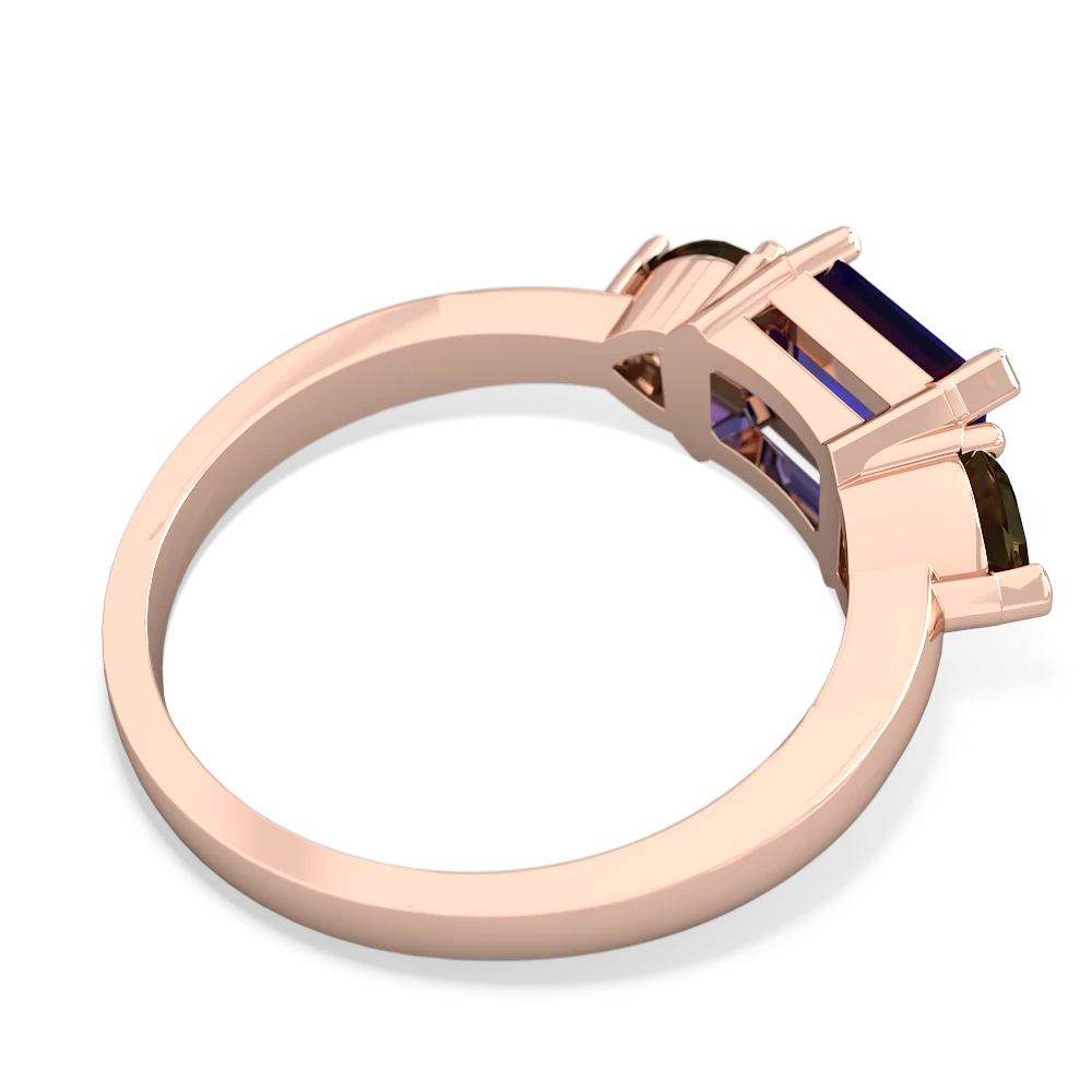 Lab Sapphire Three Stone 14K Rose Gold ring R5235