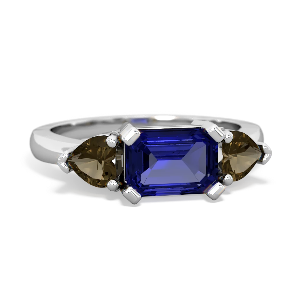 Lab Sapphire Three Stone 14K White Gold ring R5235