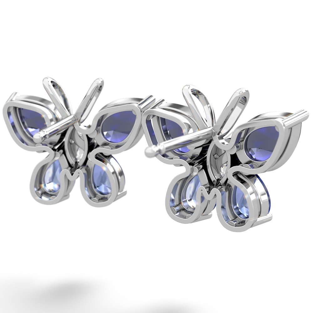 Lab Sapphire Butterfly 14K White Gold earrings E2215