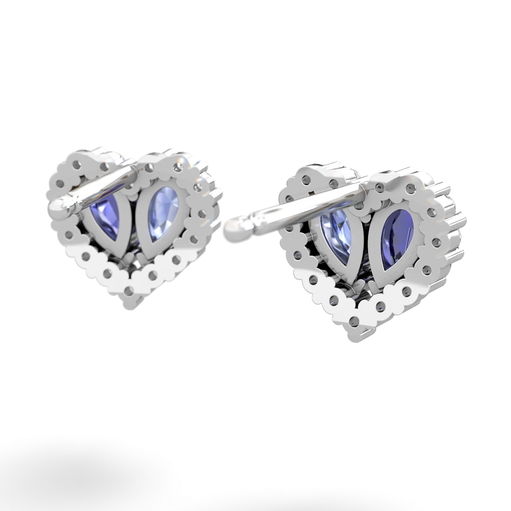 Lab Sapphire Halo 14K White Gold earrings E7008