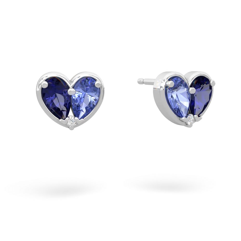 Lab Sapphire 'Our Heart' 14K White Gold earrings E5072