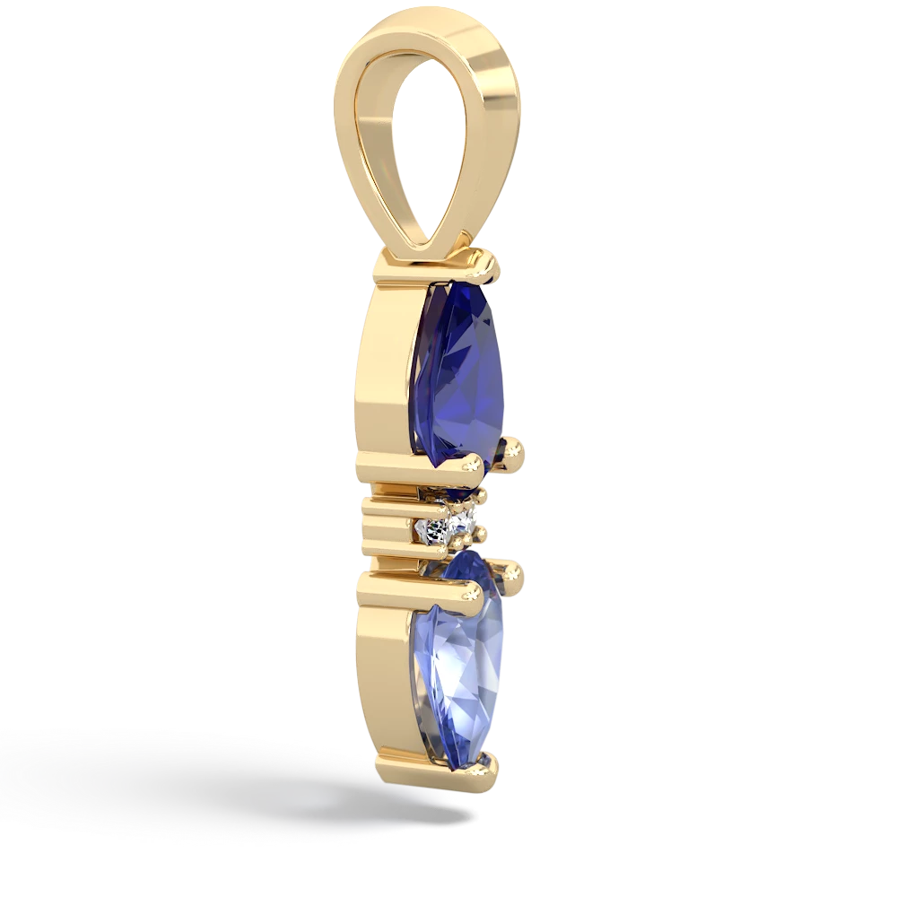 Lab Sapphire Bowtie Drop 14K Yellow Gold pendant P0865