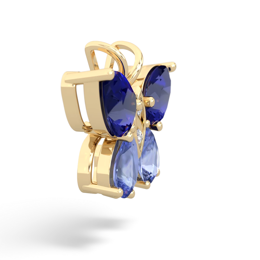 Lab Sapphire Butterfly 14K Yellow Gold pendant P2215