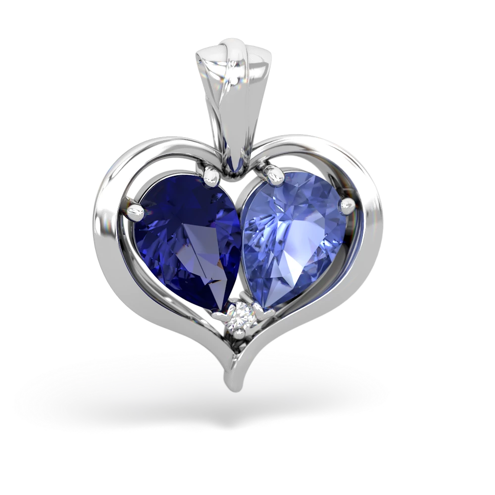 Lab Sapphire Two Become One 14K White Gold pendant P5330