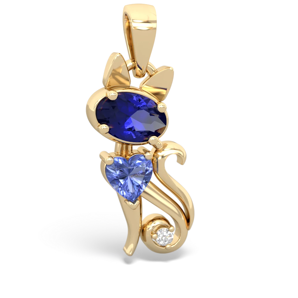 Lab Sapphire Kitten 14K Yellow Gold pendant P5780