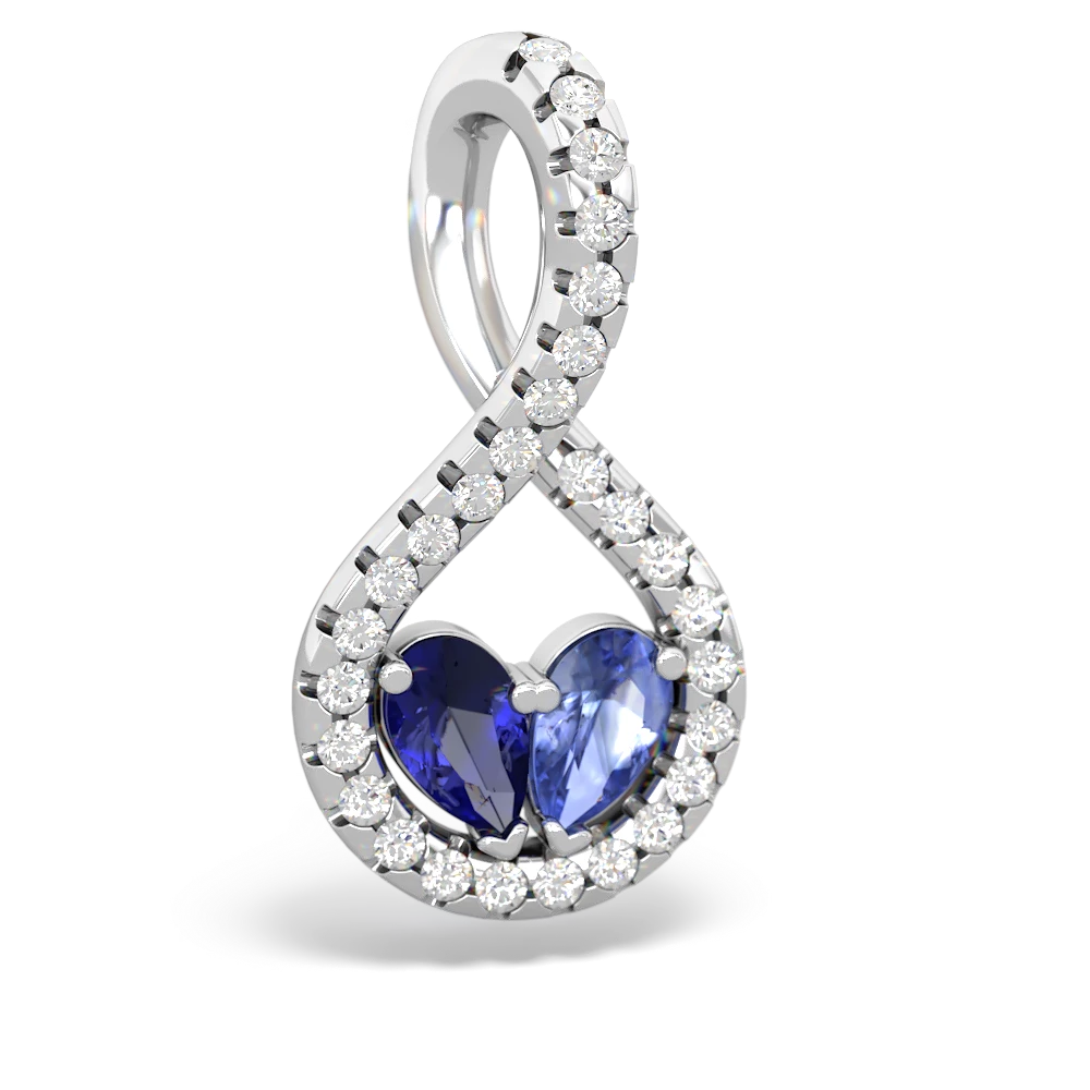 Lab Sapphire Pave Twist 'One Heart' 14K White Gold pendant P5360