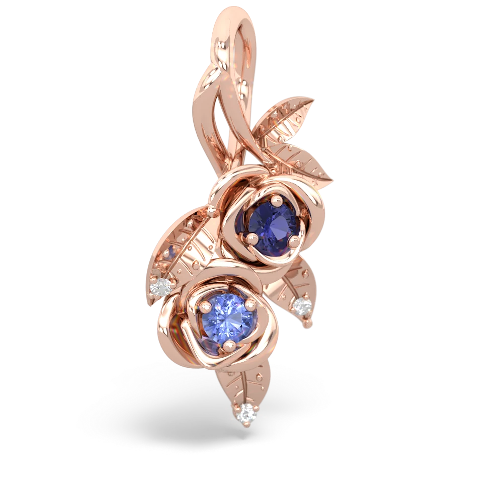 Lab Sapphire Rose Vine 14K Rose Gold pendant P5680