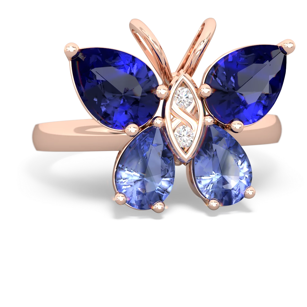 Lab Sapphire Butterfly 14K Rose Gold ring R2215