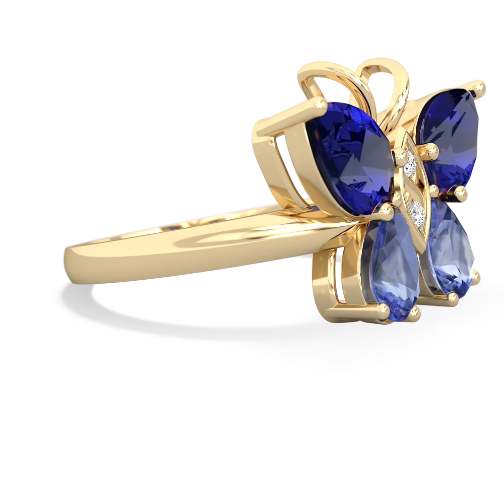 Lab Sapphire Butterfly 14K Yellow Gold ring R2215