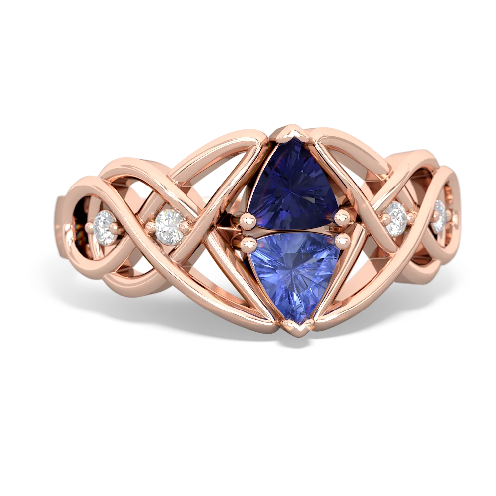 Lab Sapphire Keepsake Celtic Knot 14K Rose Gold ring R5300