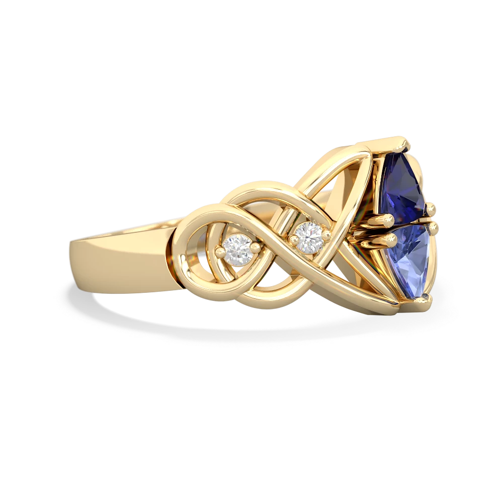 Lab Sapphire Keepsake Celtic Knot 14K Yellow Gold ring R5300