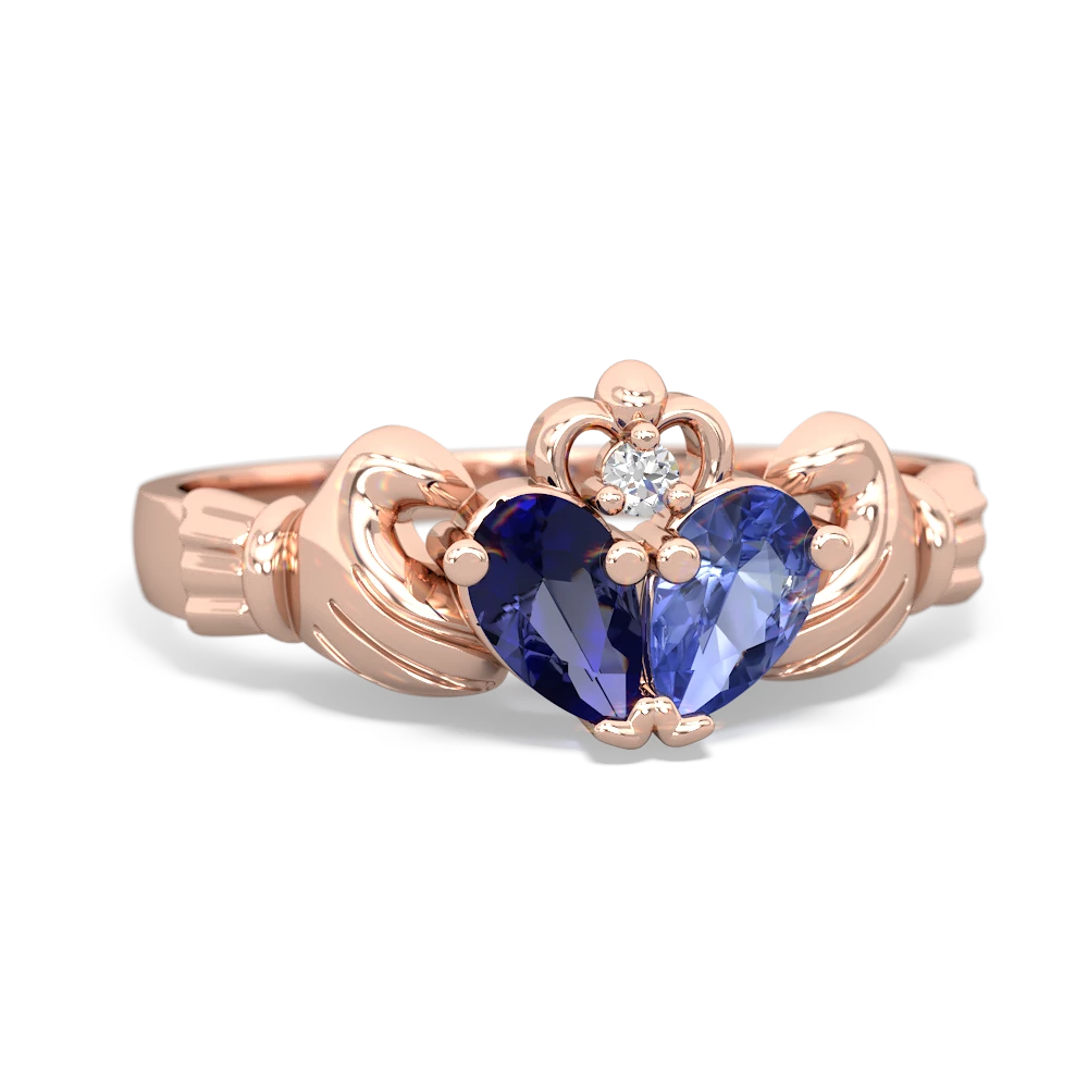 Lab Sapphire 'Our Heart' Claddagh 14K Rose Gold ring R2388