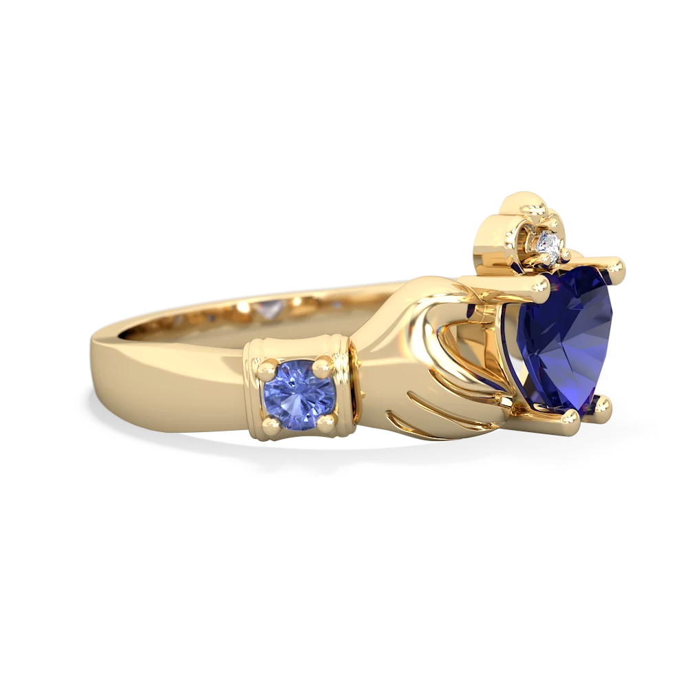 Lab Sapphire Claddagh Keepsake 14K Yellow Gold ring R5245