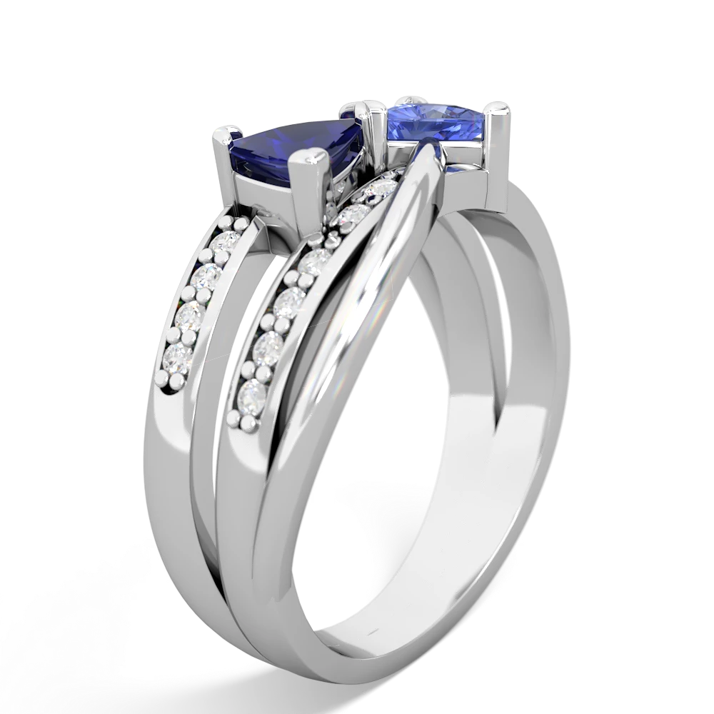 Lab Sapphire Bowtie 14K White Gold ring R2360