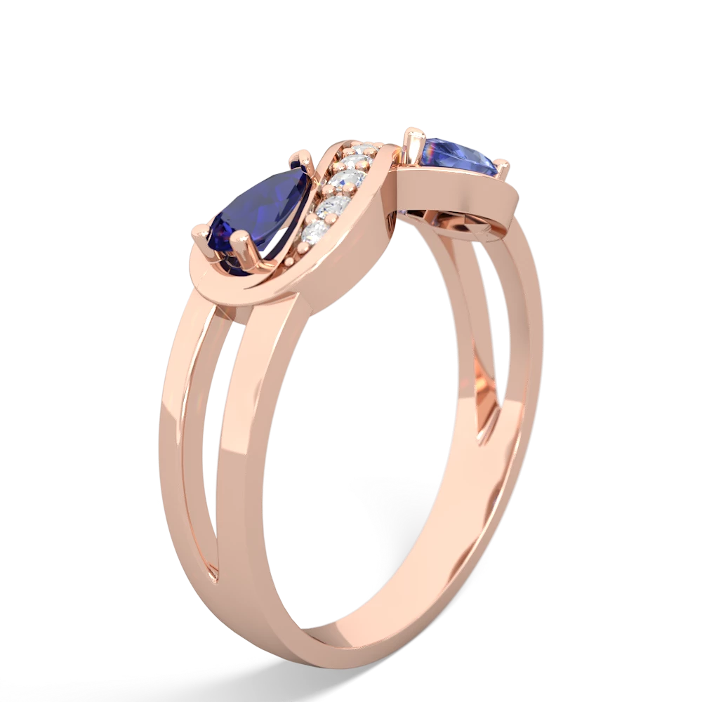 Lab Sapphire Diamond Infinity 14K Rose Gold ring R5390