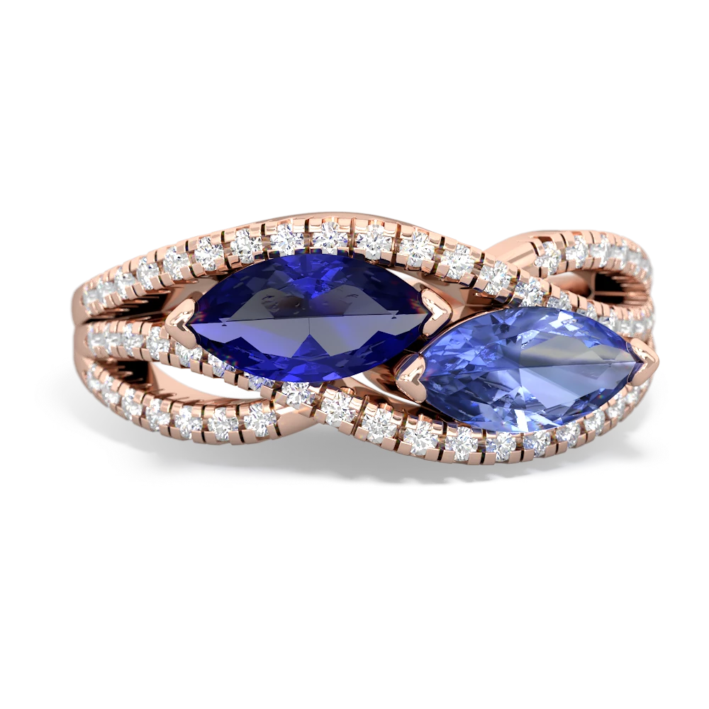 Lab Sapphire Diamond Rivers 14K Rose Gold ring R3070