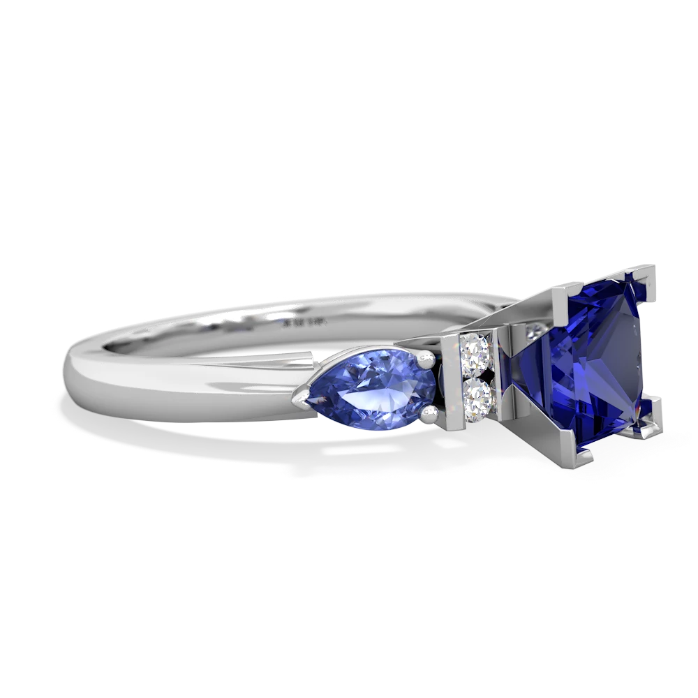 Lab Sapphire 6Mm Princess Eternal Embrace Engagement 14K White Gold ring C2002