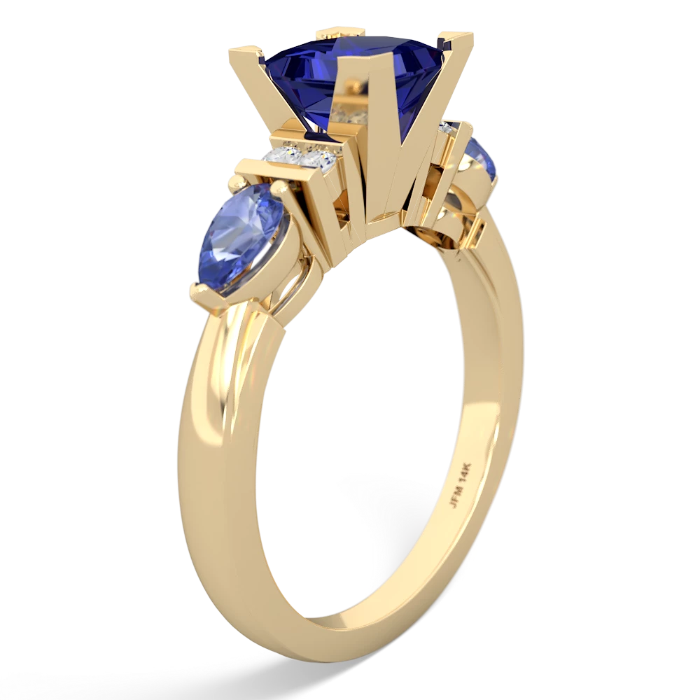 Lab Sapphire 6Mm Princess Eternal Embrace Engagement 14K Yellow Gold ring C2002