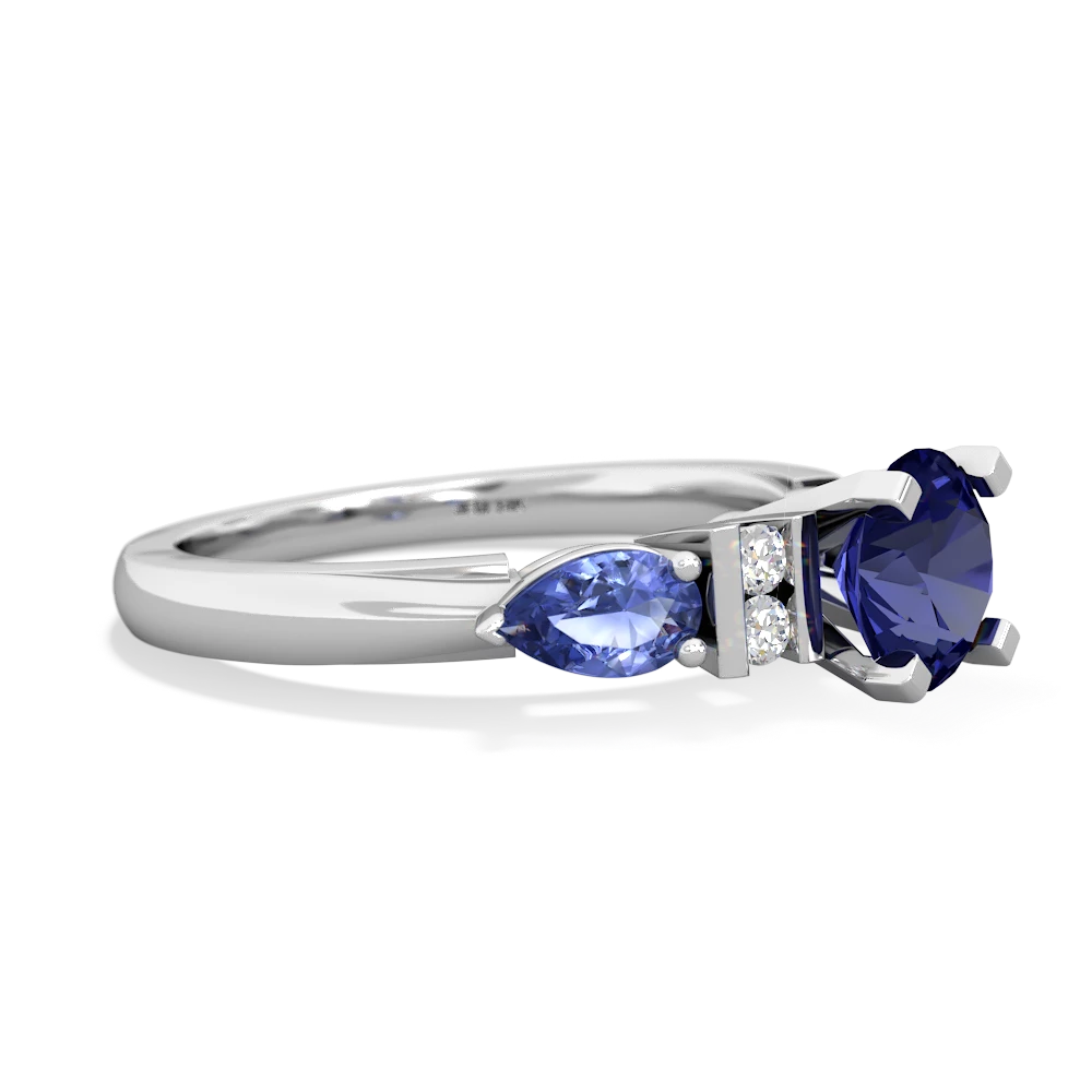 Lab Sapphire 6Mm Round Eternal Embrace Engagement 14K White Gold ring R2005