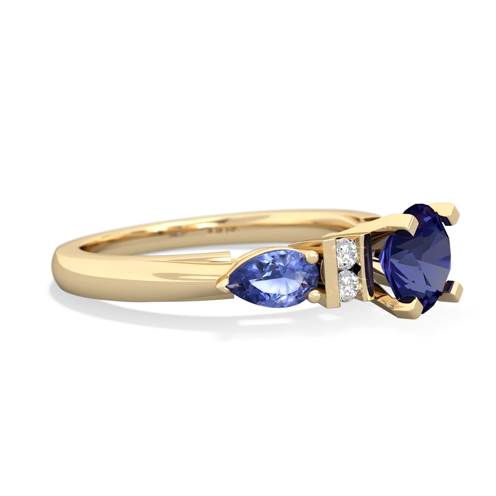 Lab Sapphire 6Mm Round Eternal Embrace Engagement 14K Yellow Gold ring R2005