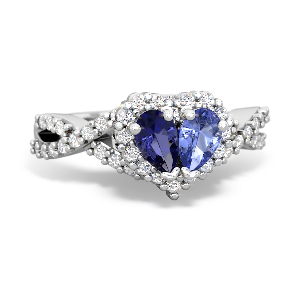 Lab Sapphire Diamond Twist 'One Heart' 14K White Gold ring R2640HRT