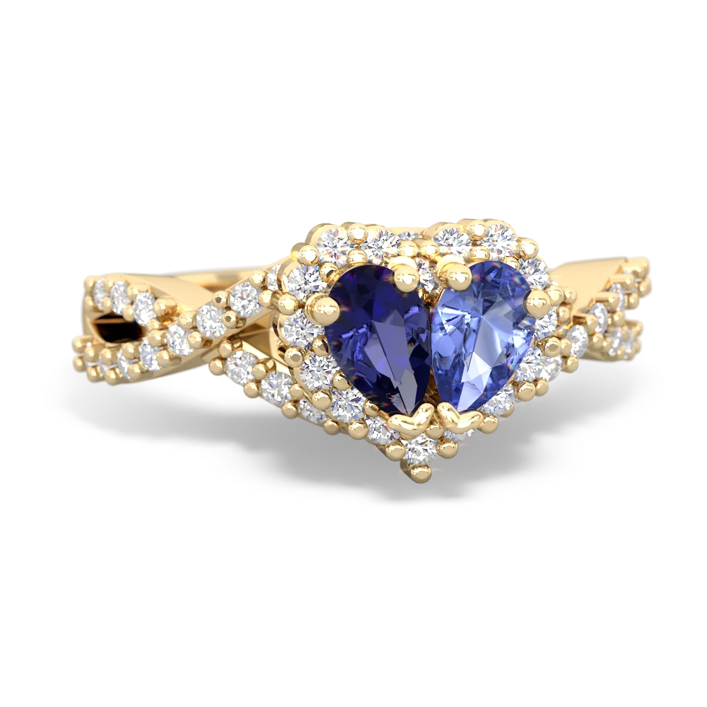 Lab Sapphire Diamond Twist 'One Heart' 14K Yellow Gold ring R2640HRT