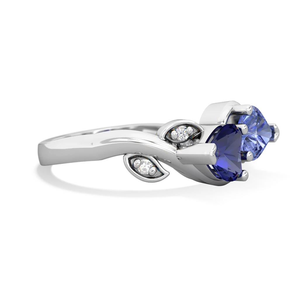 Lab Sapphire Floral Elegance 14K White Gold ring R5790