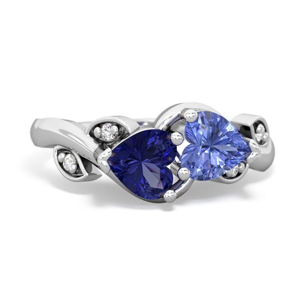 Lab Sapphire Floral Elegance 14K White Gold ring R5790