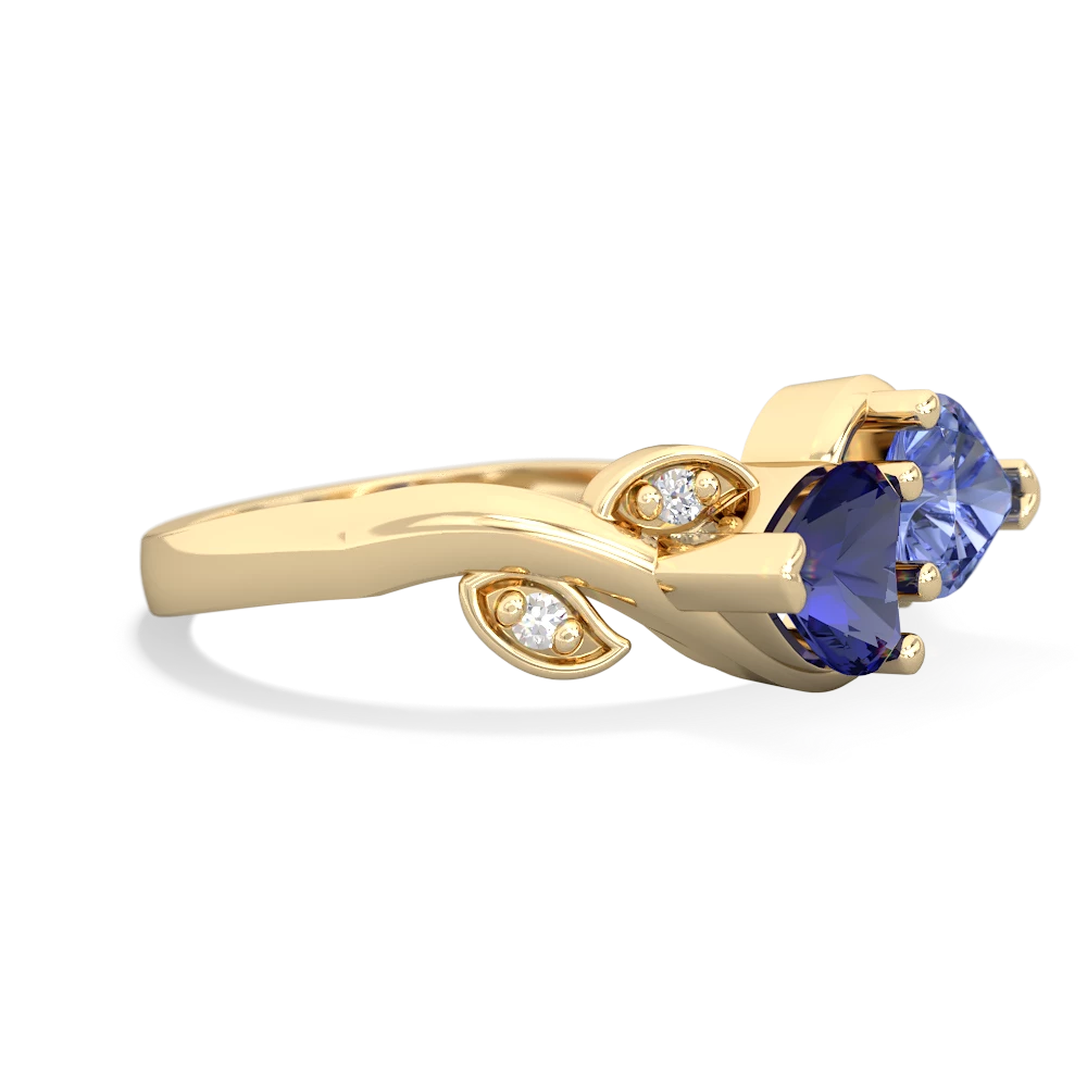 Lab Sapphire Floral Elegance 14K Yellow Gold ring R5790