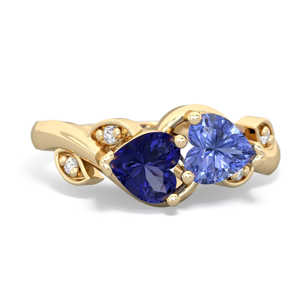 Lab Sapphire Floral Elegance 14K Yellow Gold ring R5790