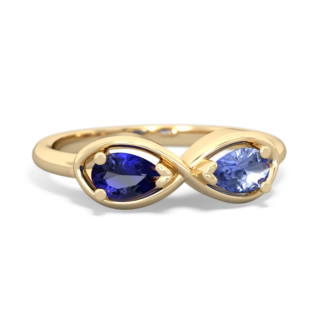 Lab Sapphire Infinity 14K Yellow Gold ring R5050