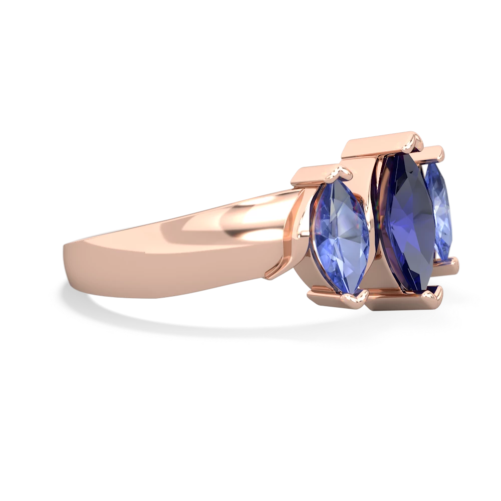 Lab Sapphire Three Peeks 14K Rose Gold ring R2433