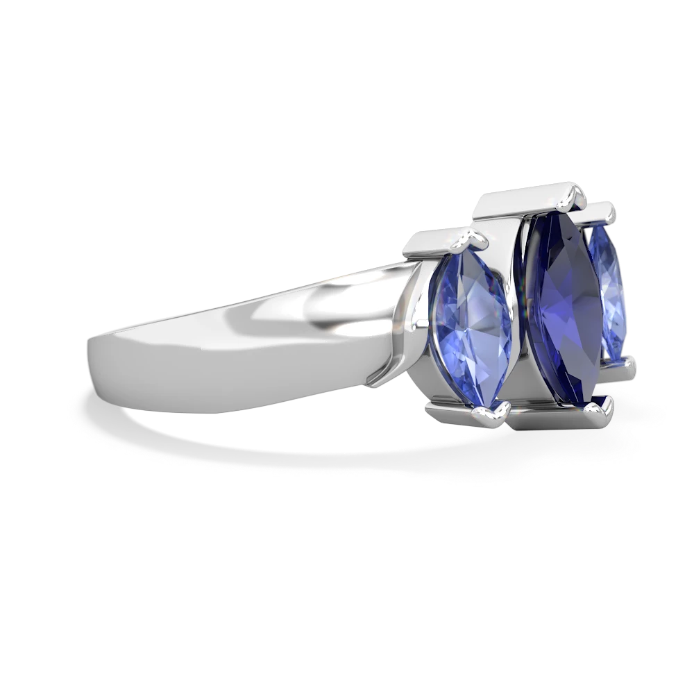 Lab Sapphire Three Peeks 14K White Gold ring R2433